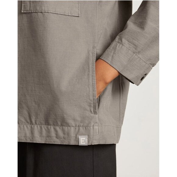 EVERLANE Everyone Unisex Organic Cotton Utility Spring Shirt Jacket Taupe Size L - Picture 8 of 15